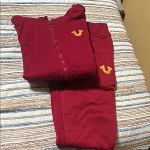 True Religion Red Matching Sweatpants Set